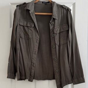 Velvet Heart Button-Front Olive Utility Shirt Jacket